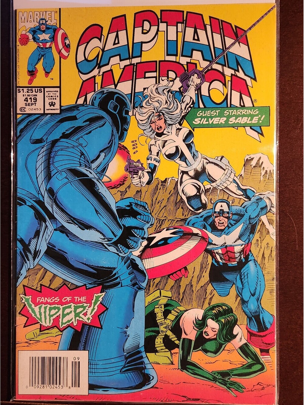 Captain America #419B Newsstand Silver Sable Guest NM Marvel 1993